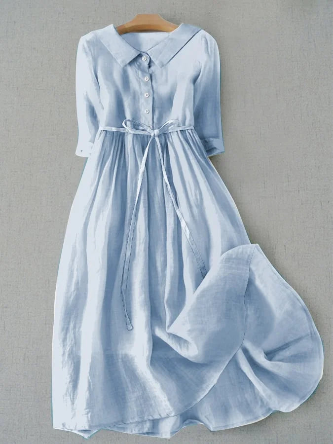 Amara | Elegant Short-Sleeve Dress with Waist Tie