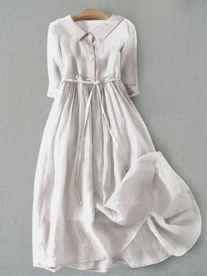 Amara | Elegant Short-Sleeve Dress with Waist Tie