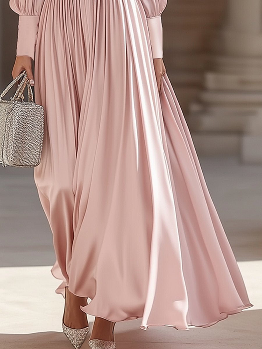 Adriana | Pleated Satin Maxi Dress