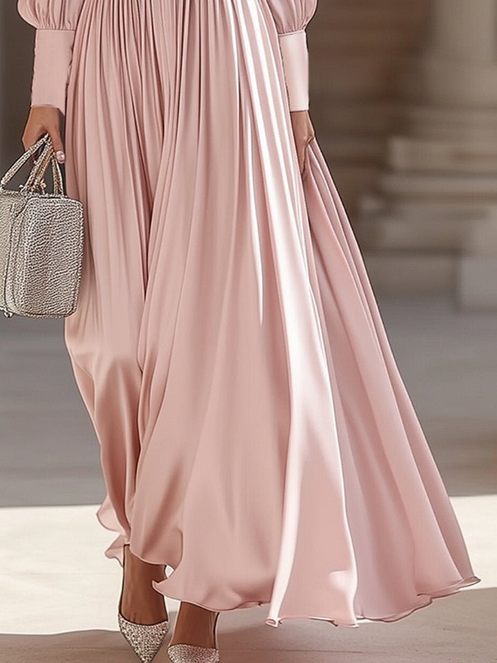 Adriana | Pleated Satin Maxi Dress