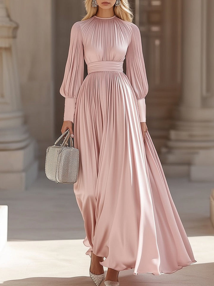 Adriana | Pleated Satin Maxi Dress