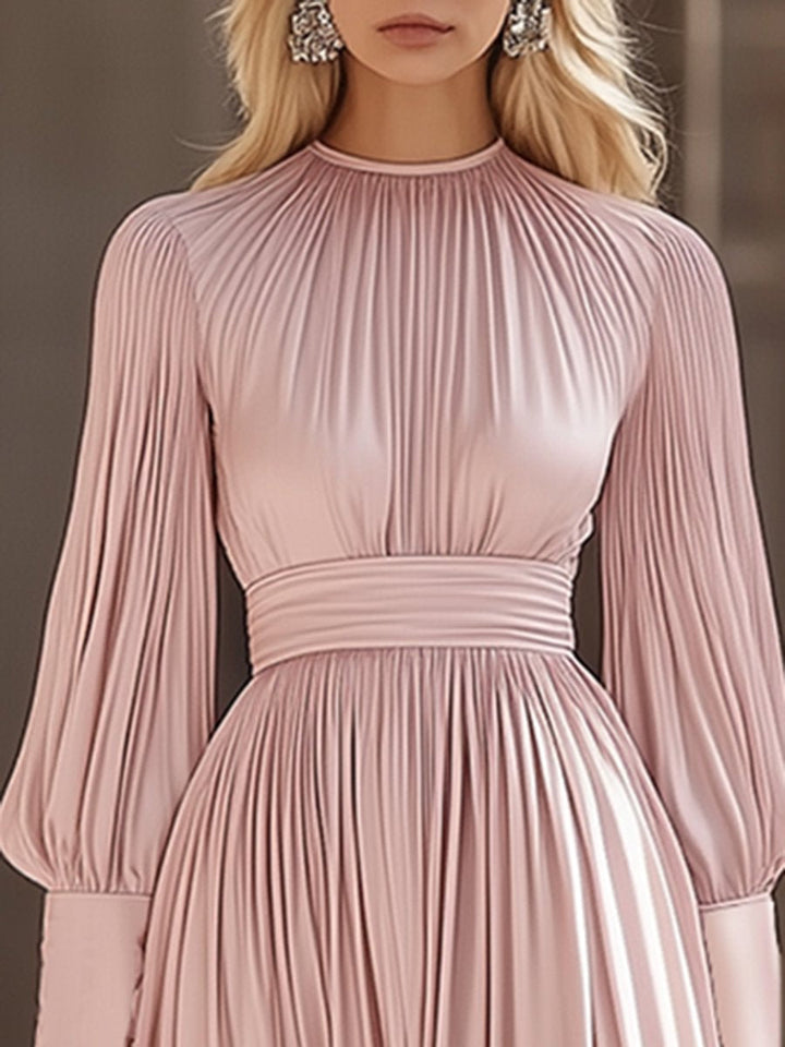 Adriana | Pleated Satin Maxi Dress