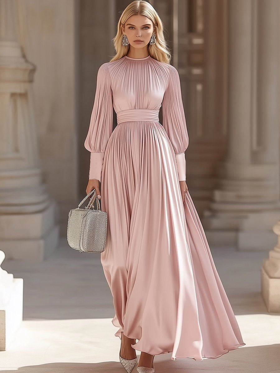 Adriana | Pleated Satin Maxi Dress