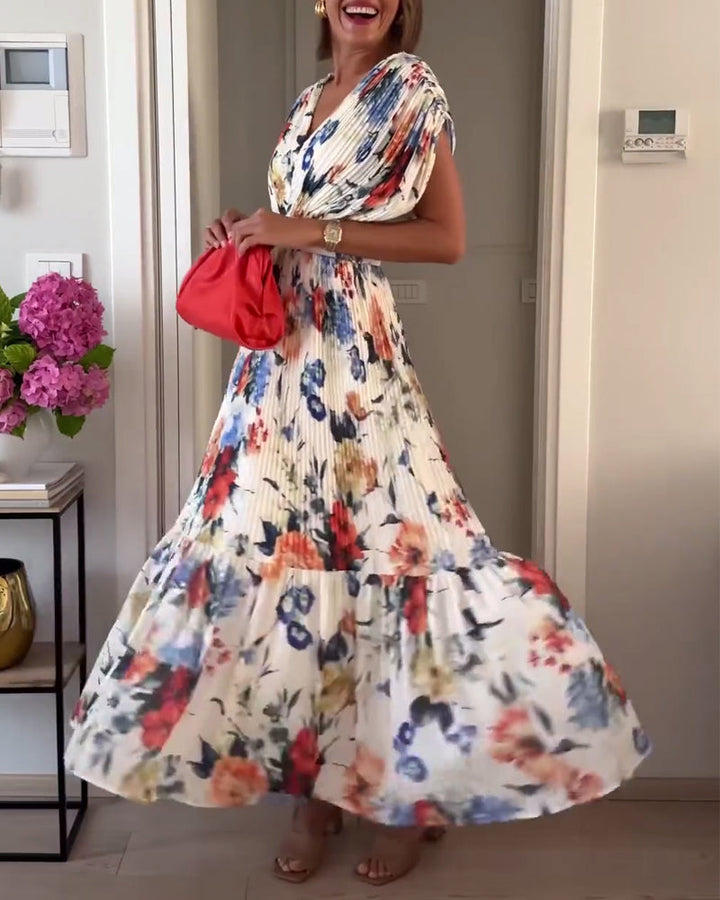 Margot | Soft Floral V-Neck Maxi Dress
