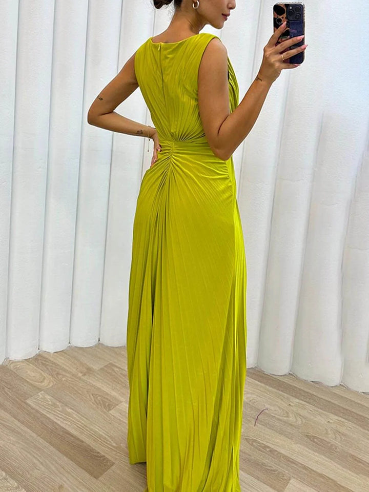 April | Pleated Maxi Evening Dress