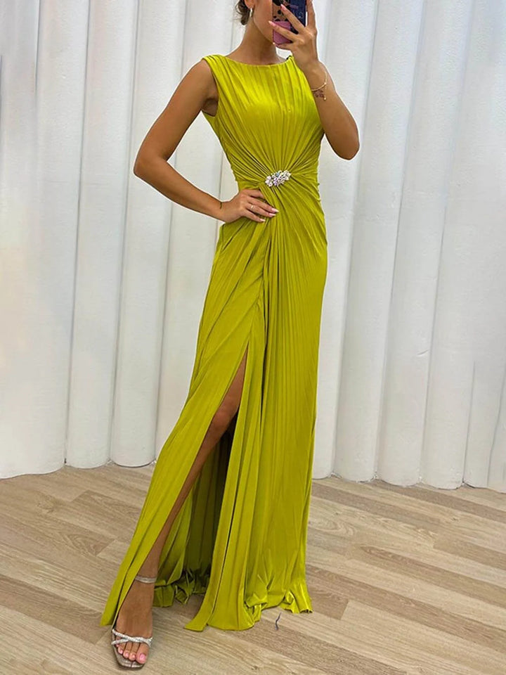 April | Pleated Maxi Evening Dress