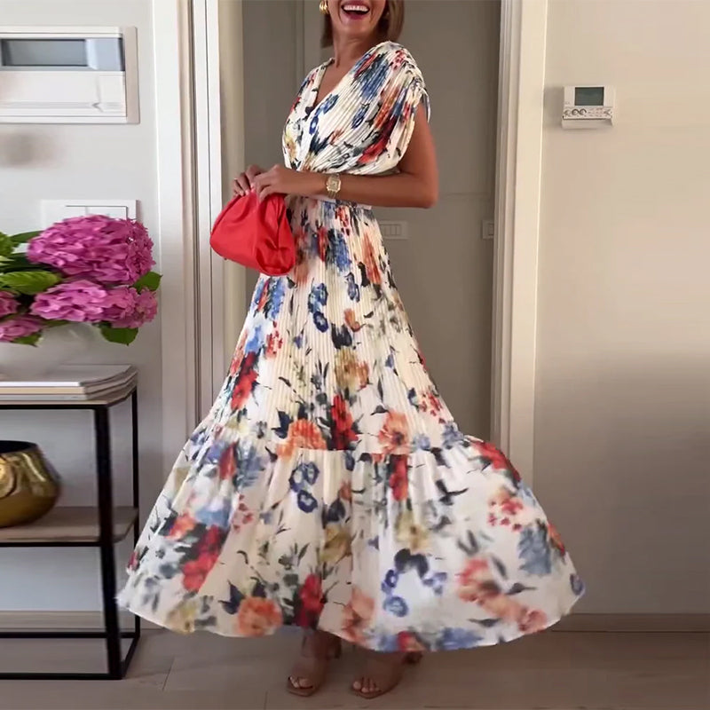 Margot | Soft Floral V-Neck Maxi Dress