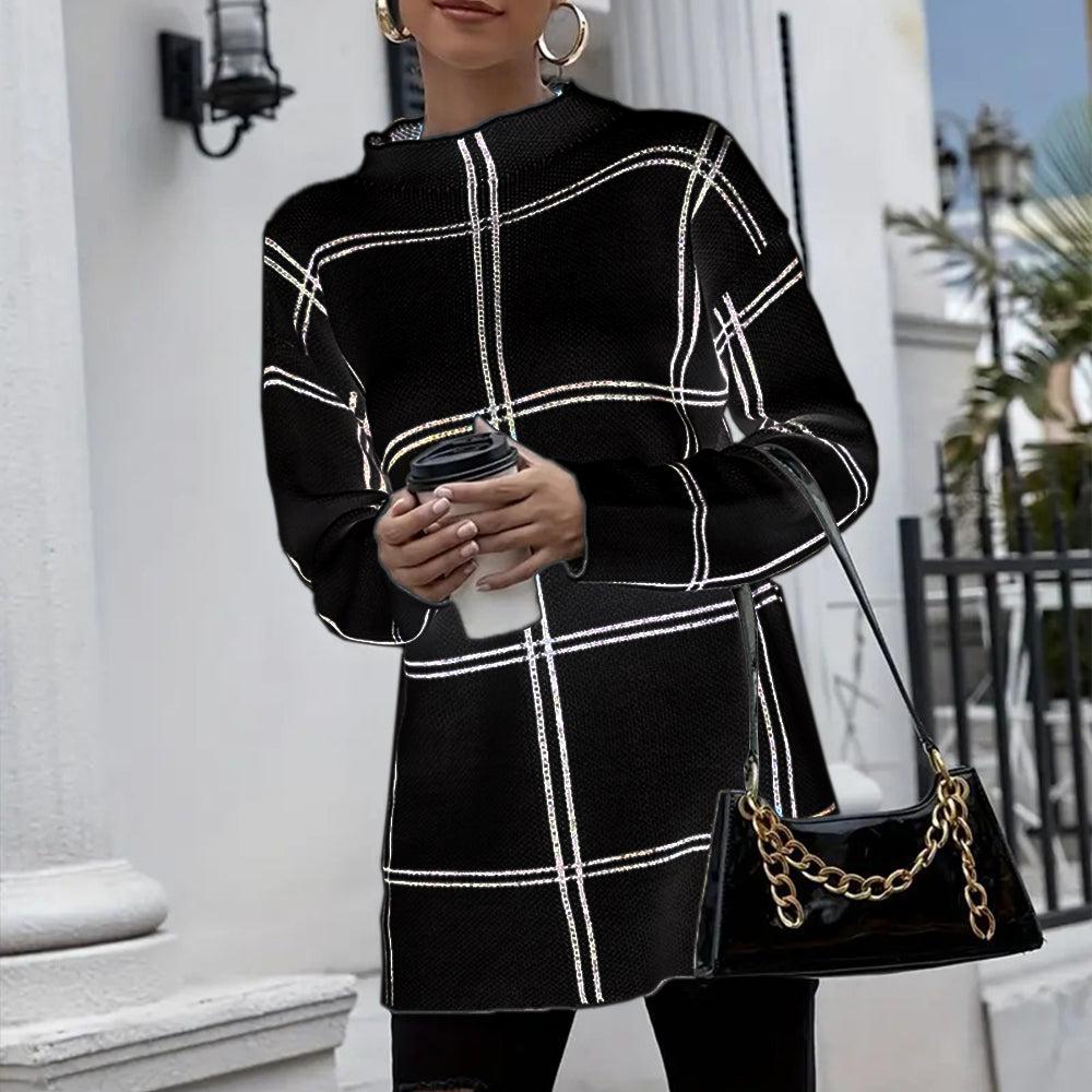 Hilary | Elegant Knitted Sweater with Checkered Pattern