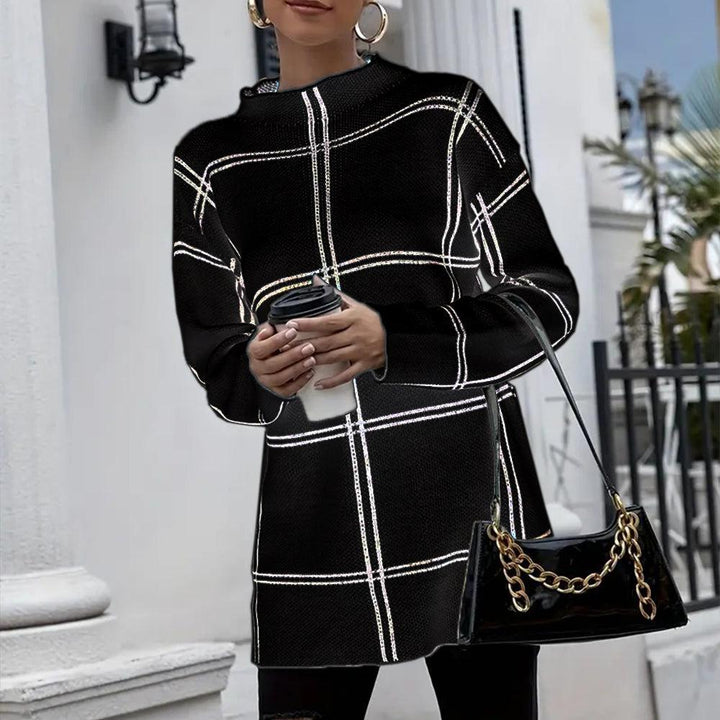 Hilary | Elegant Knitted Sweater with Checkered Pattern