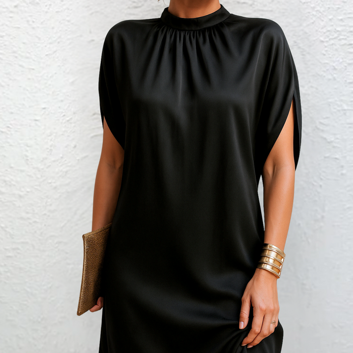 Nikki | Satin high-neck dress