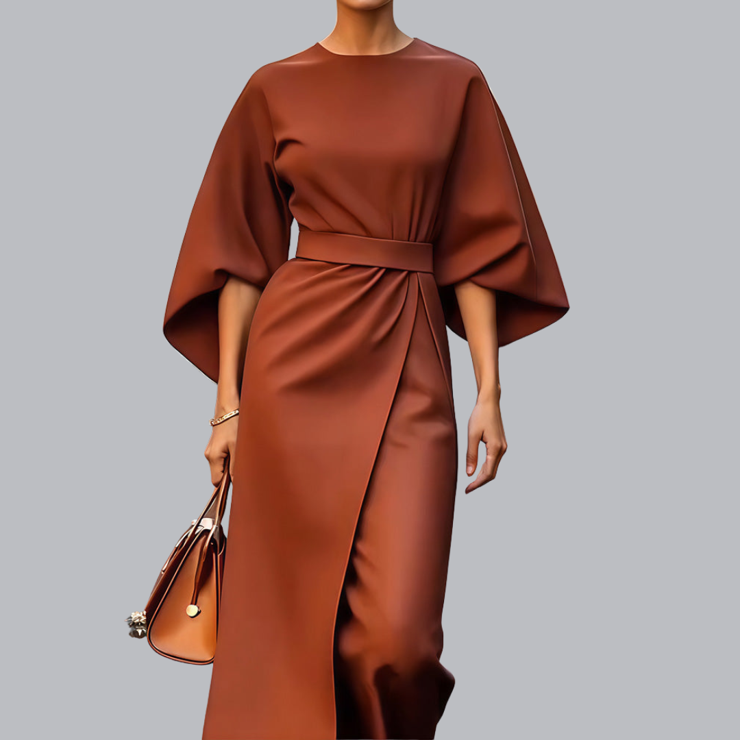 Annelie | Elegant Dress with Balloon Sleeves & Waist Belt