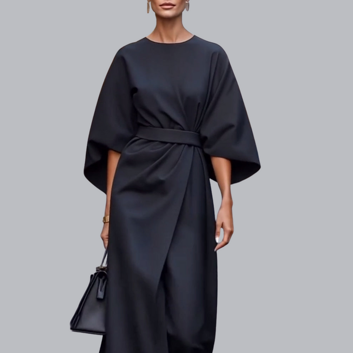 Annelie | Elegant Dress with Balloon Sleeves & Waist Belt