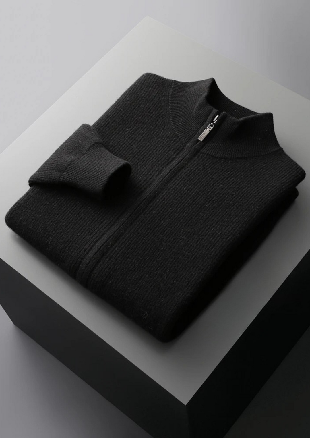 Pure Extra-Fine Merino Wool Premium Ribbed Zip Cardigan