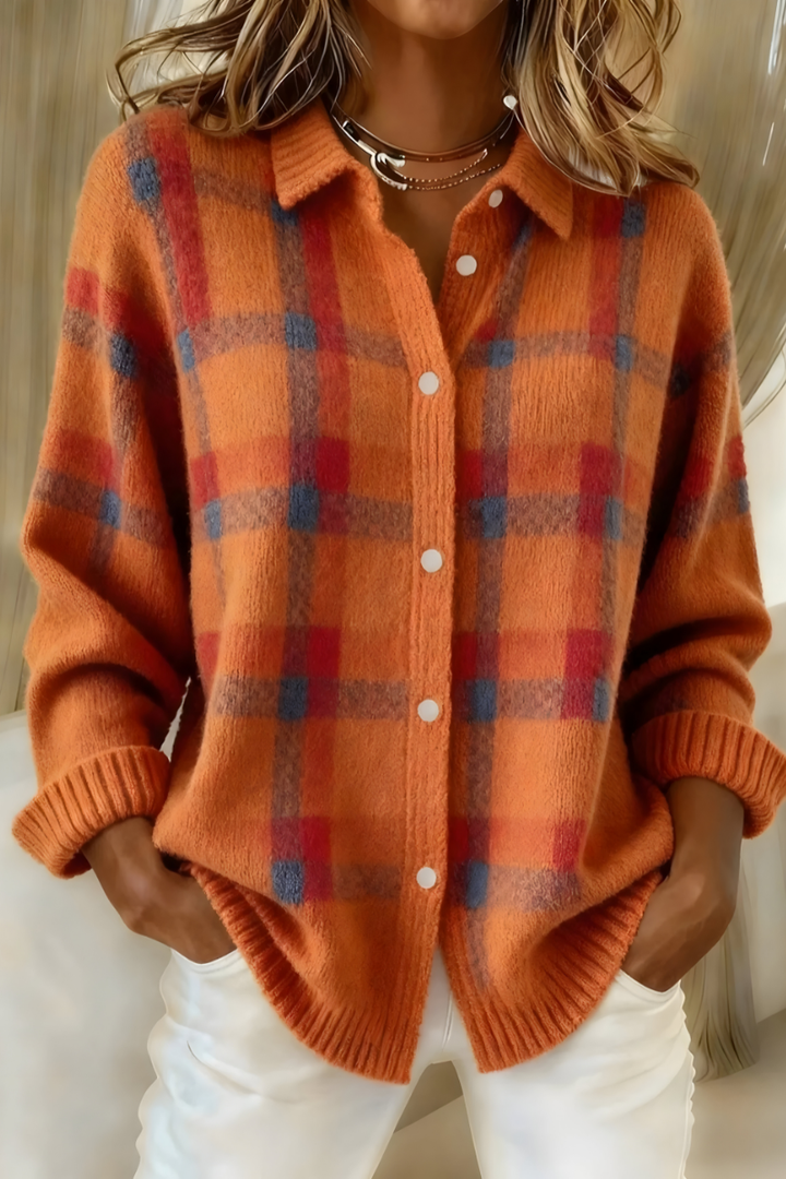 Dolena | Soft knit check cardigan