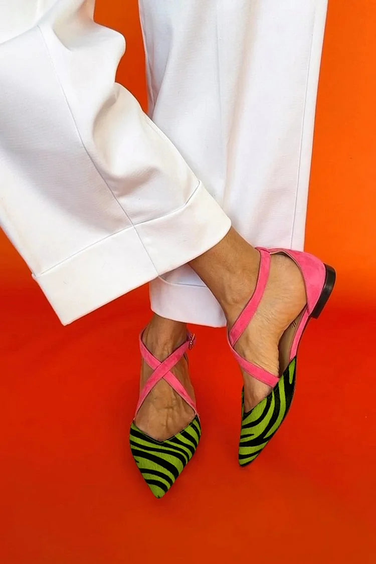 Bianca | Elegant Zebra-Detail Ballet Flats