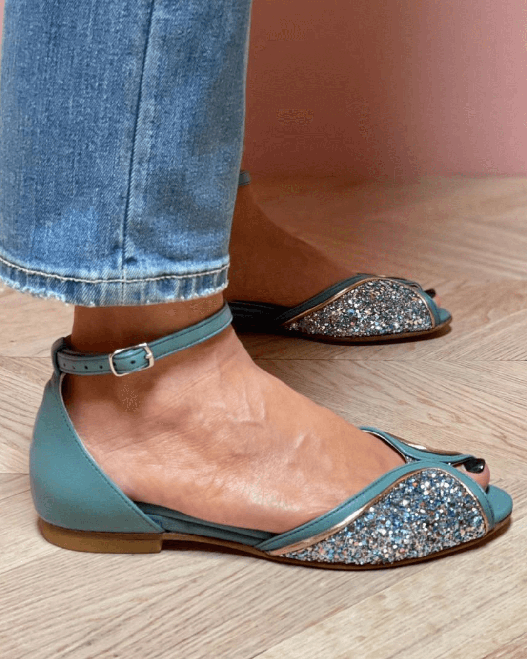 Sofia | Elegant Low Glitter Sandals