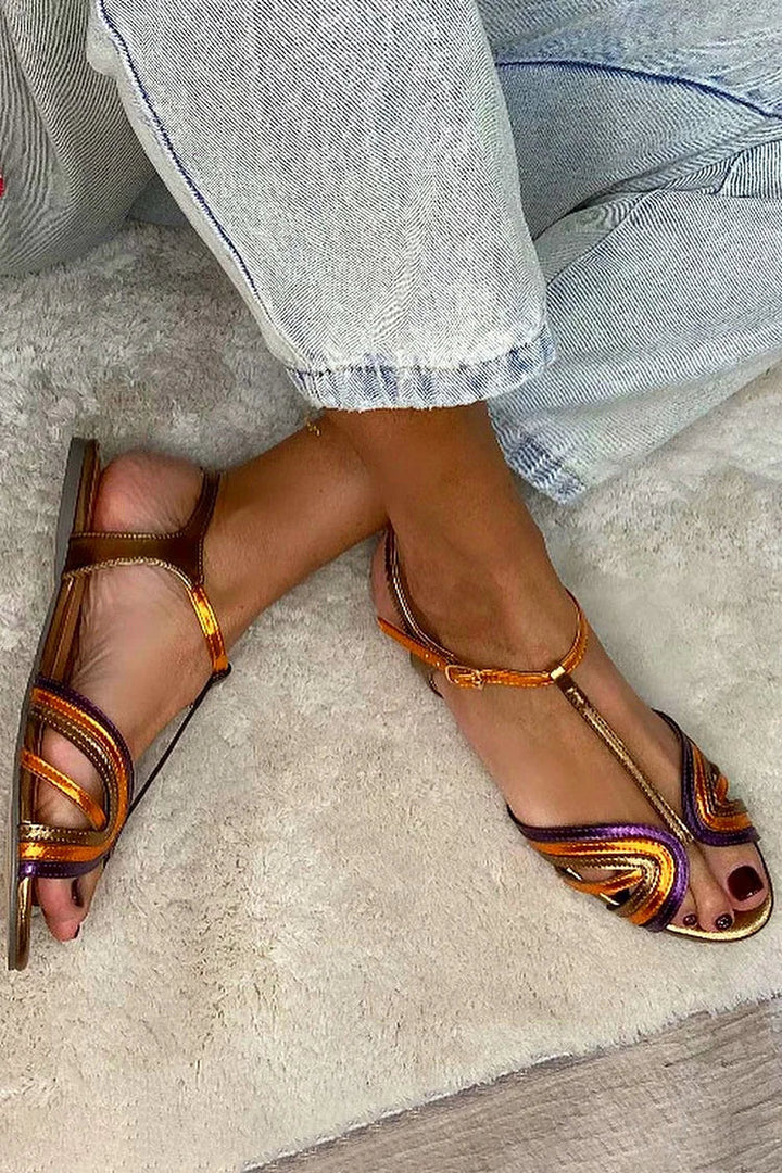 Althea | Elegant Multi-Strap Flat Sandals