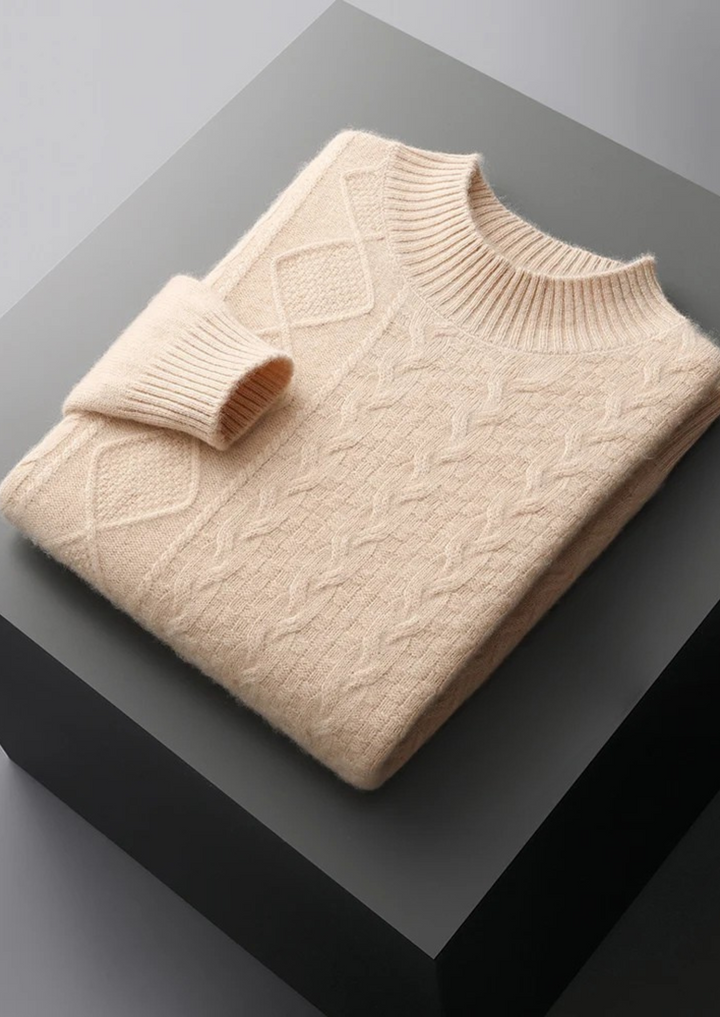 Jacquard Merino Mockneck Pullover