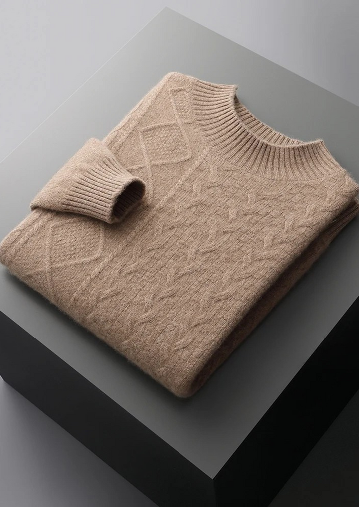 Jacquard Merino Mockneck Pullover