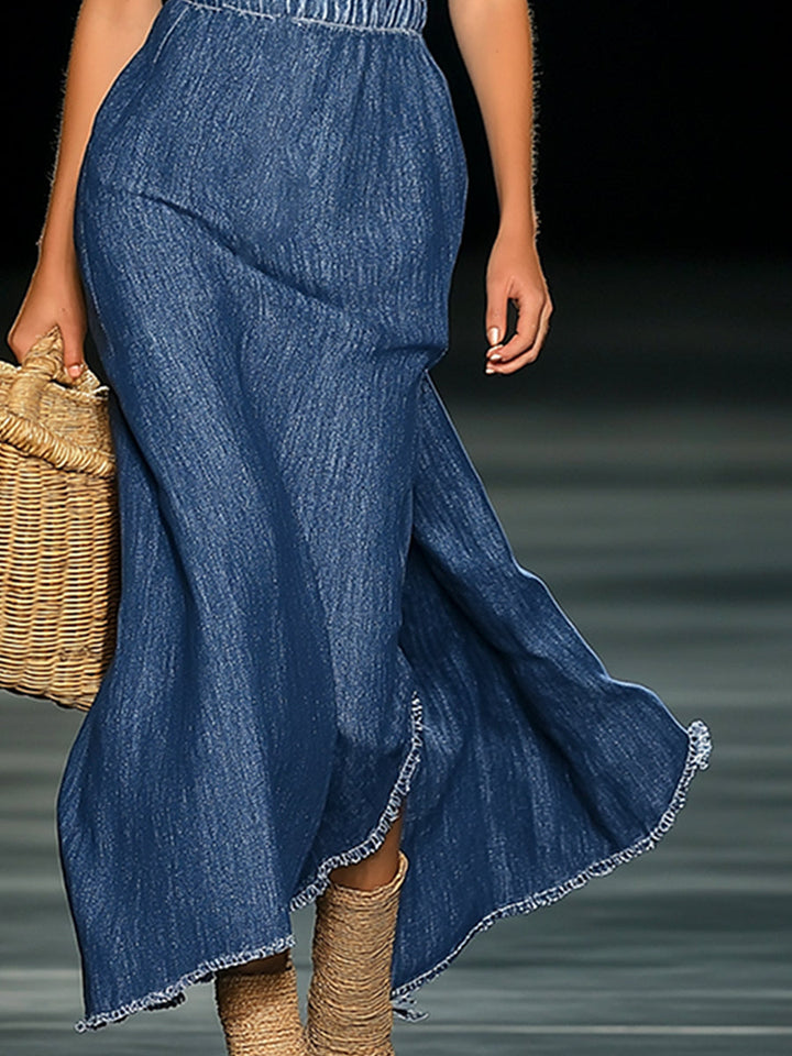 Sierra | Denim Maxi Strapless Dress