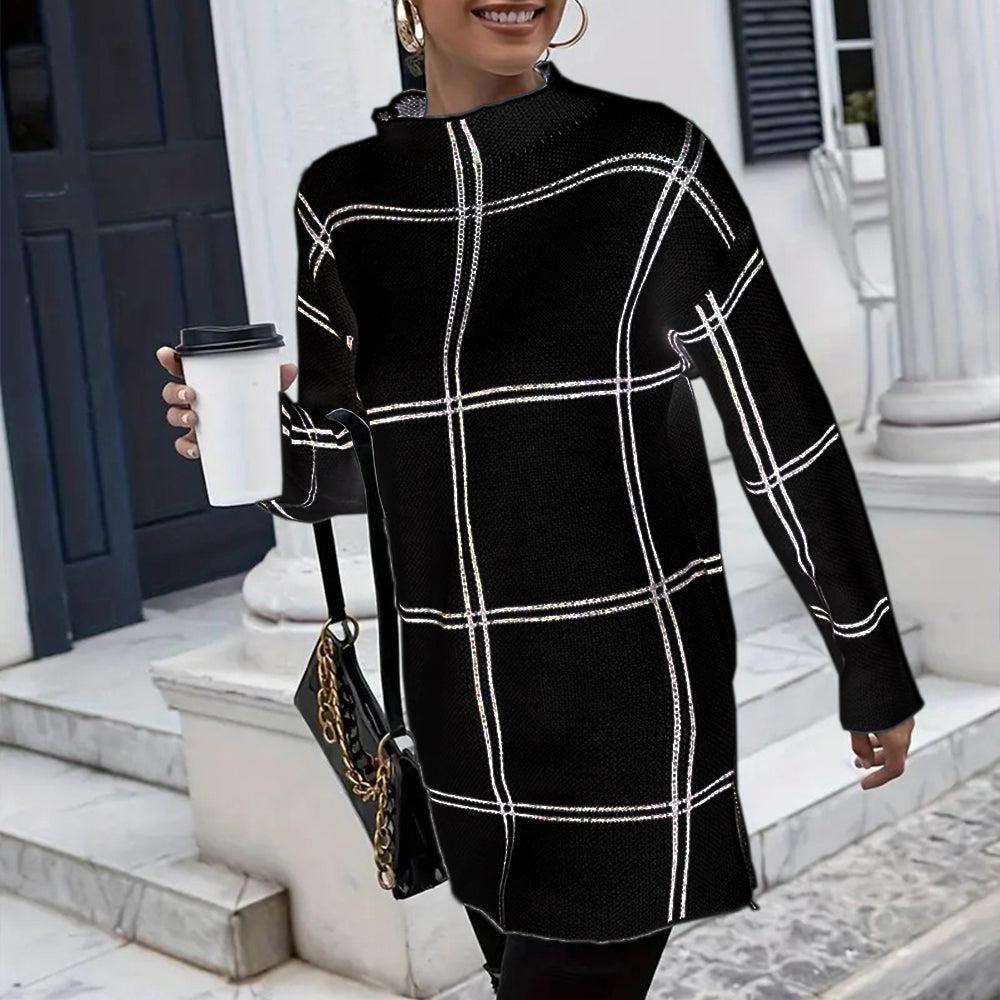 Hilary | Elegant Knitted Sweater with Checkered Pattern