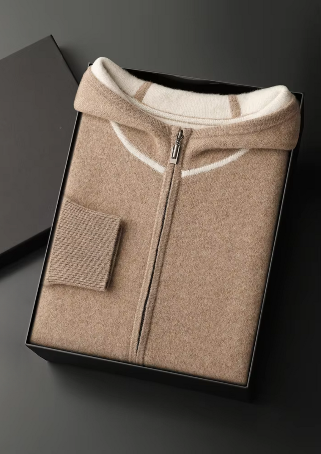 Luxury Cashmere Two-Tone Zip Hoodie