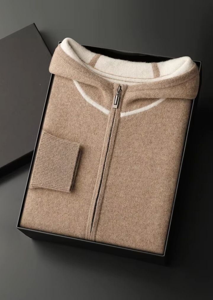 Luxury Cashmere Two-Tone Zip Hoodie