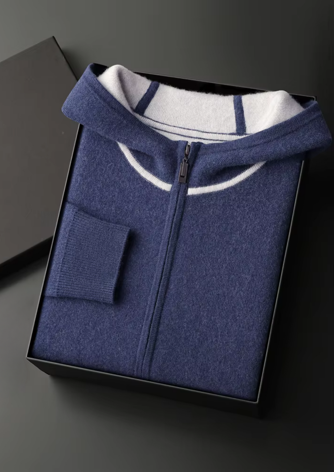 Luxury Cashmere Two-Tone Zip Hoodie