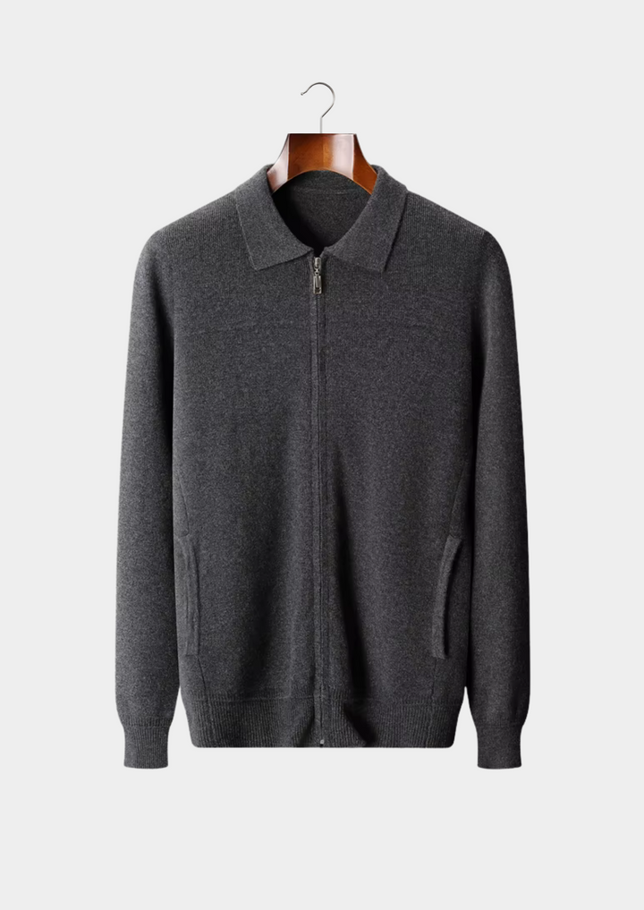 Merino Rib Knit Polo Cardigan