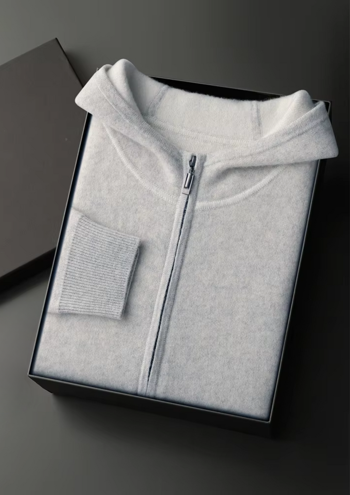 Luxury Cashmere Two-Tone Zip Hoodie