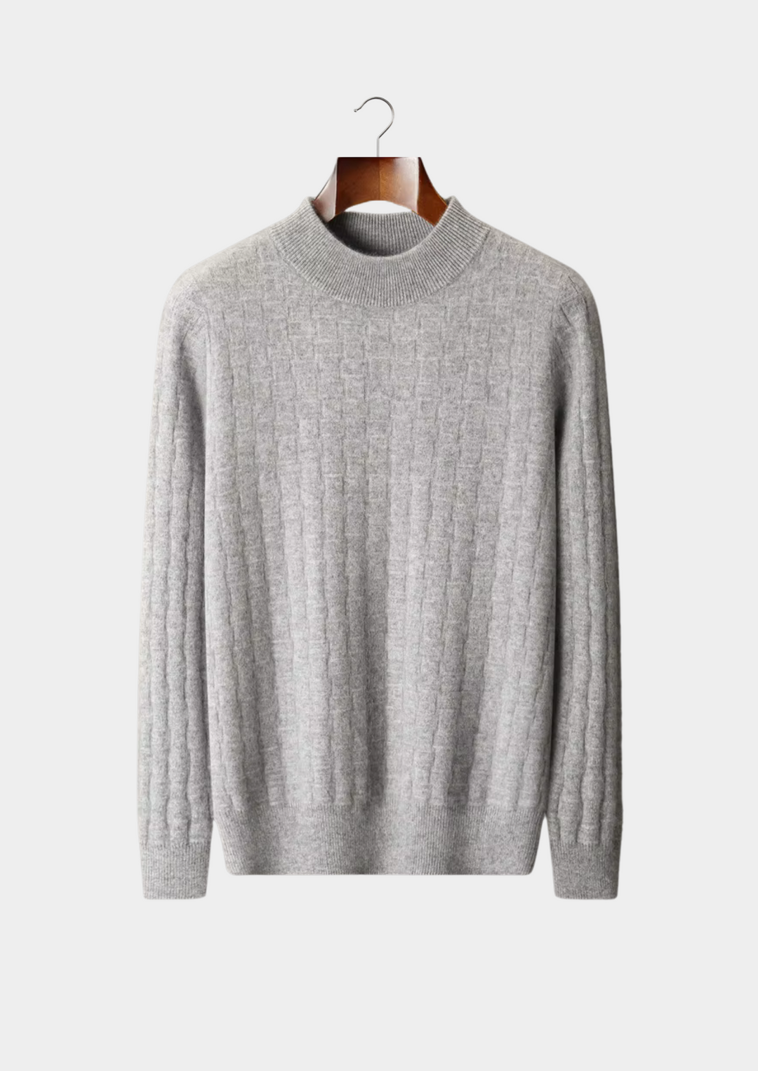 Premium Extra-Fine Merino Wool Textured Mockneck Pullover