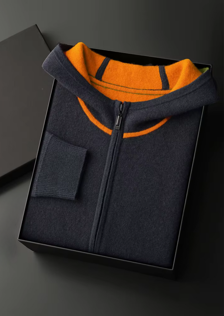 Luxury Cashmere Two-Tone Zip Hoodie
