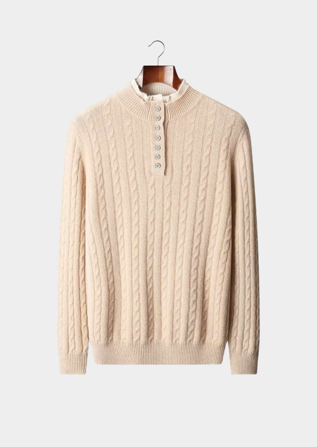 Premium Cable-Knit Merino Henley