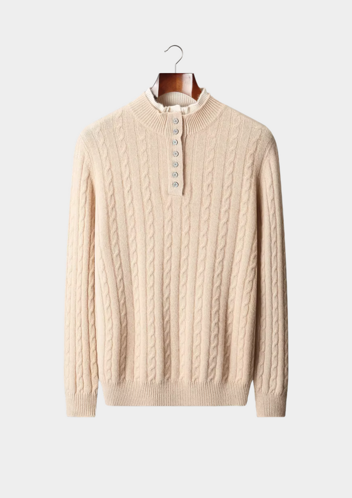 Premium Cable-Knit Merino Henley