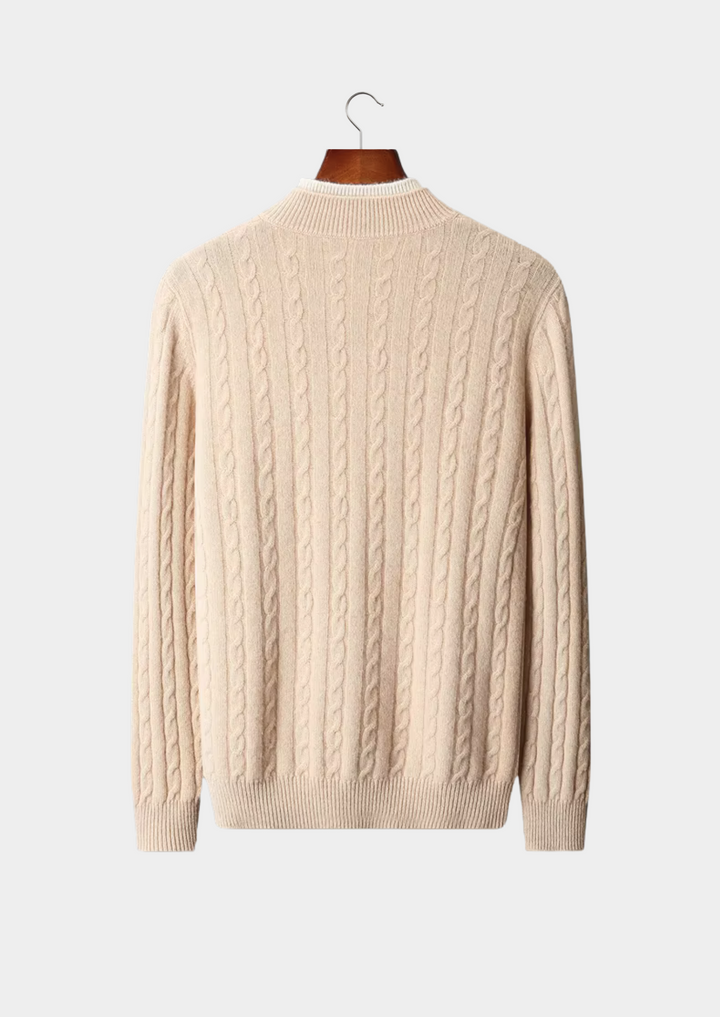 Premium Cable-Knit Merino Henley