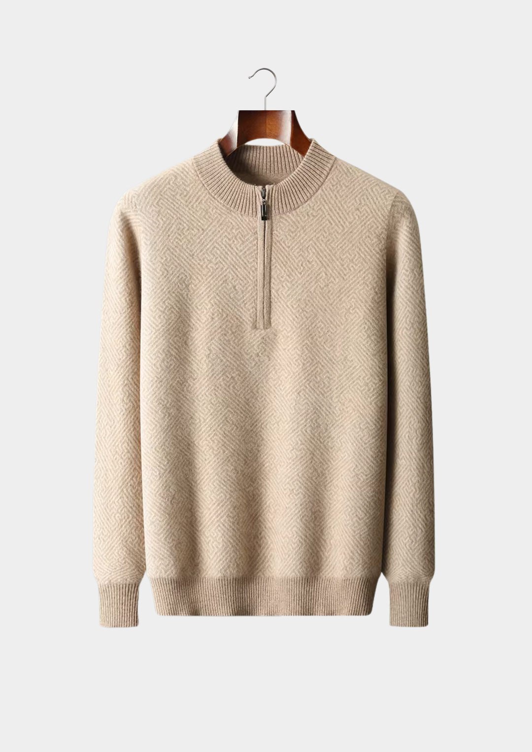 Signature Cashmere Patterned Half-Zip Sweater