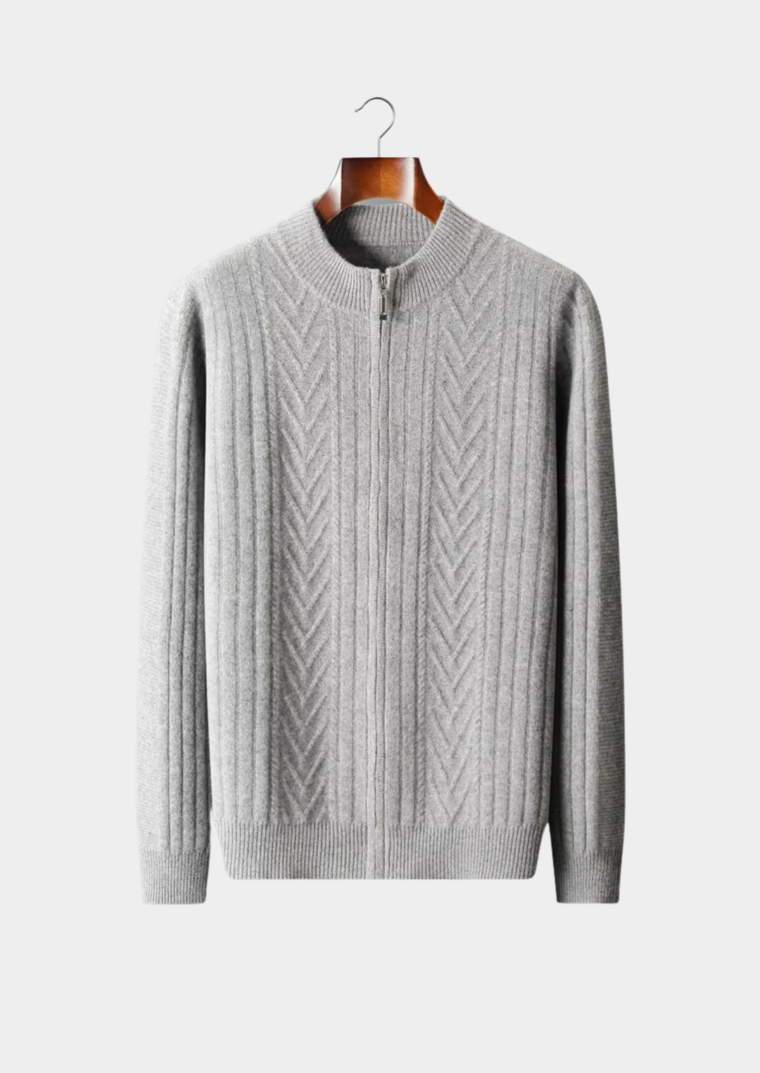 Exquisite Extra-Fine Merino Wool Patterned Zip Cardigan