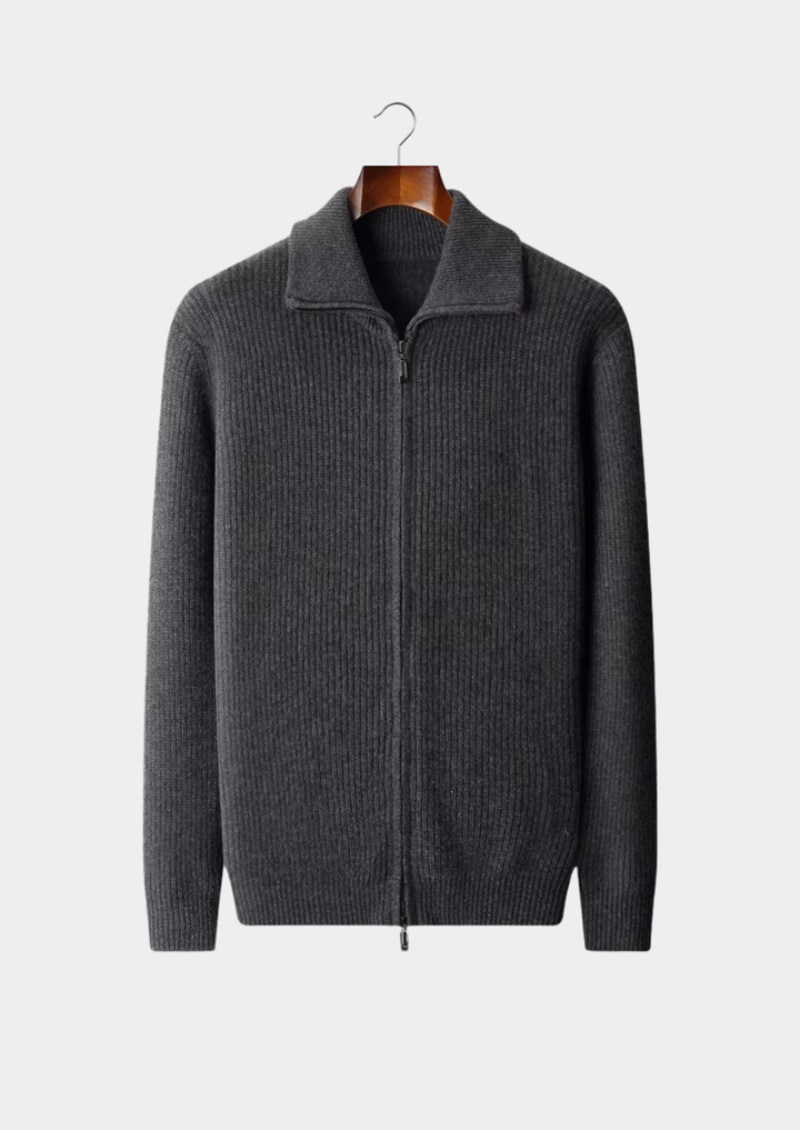 Signature Merino Dual-Zip Funnel Cardigan