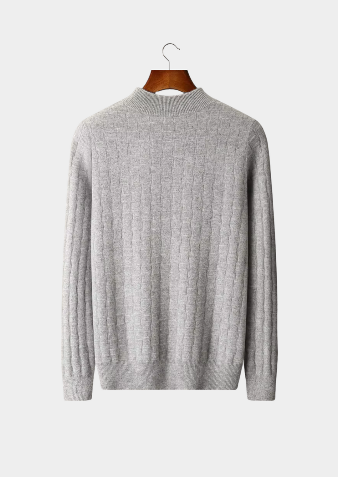 Premium Extra-Fine Merino Wool Textured Mockneck Pullover
