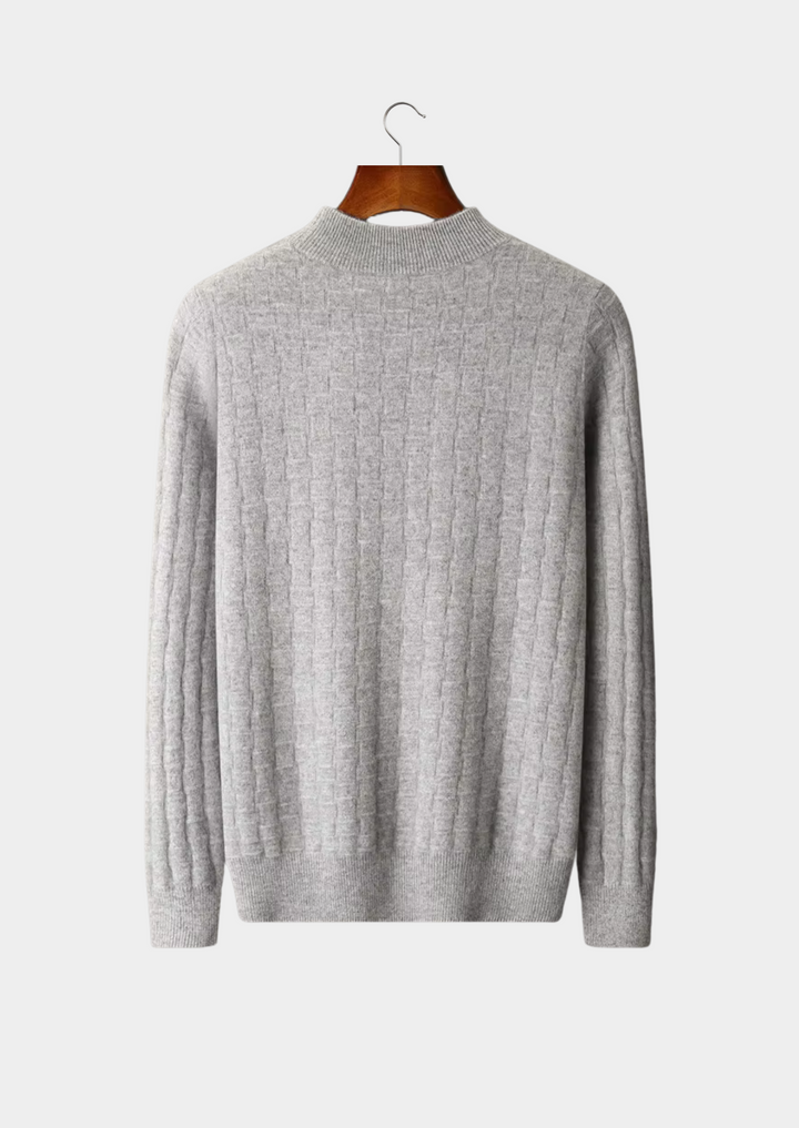 Premium Extra-Fine Merino Wool Textured Mockneck Pullover