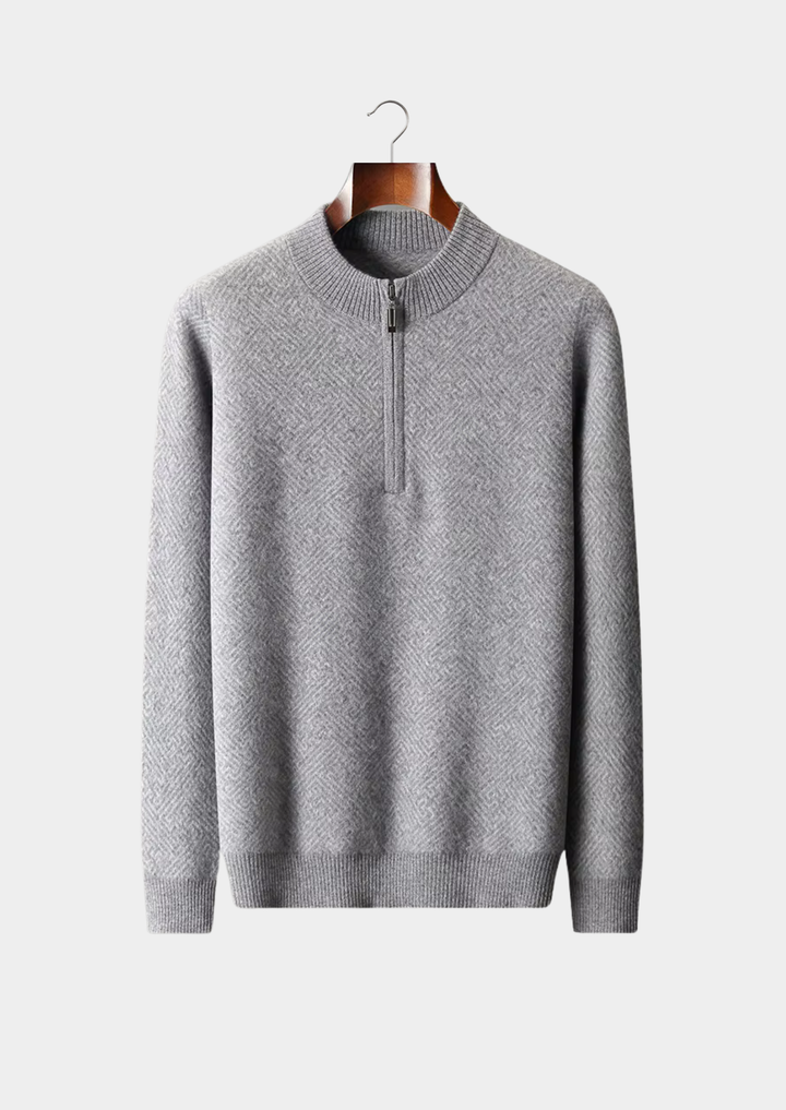 Signature Cashmere Patterned Half-Zip Sweater