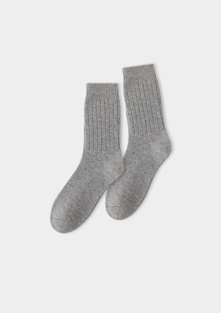 Light Gray Ultra-Soft Ribbed Merino Wool Luxury Socks