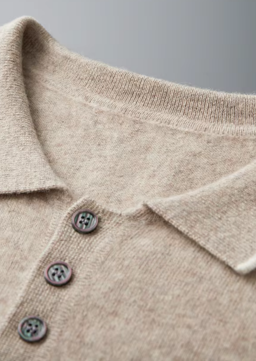Luxury Two-Tone Cashmere Button Polo