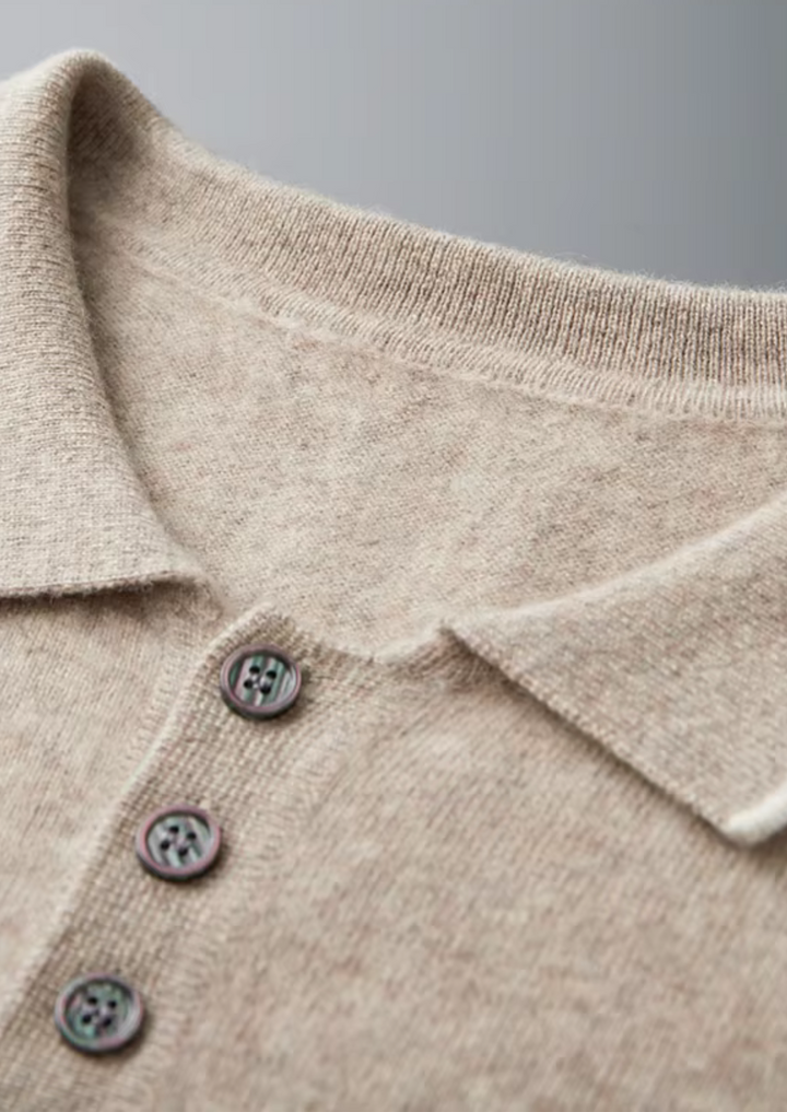 Luxury Two-Tone Cashmere Button Polo