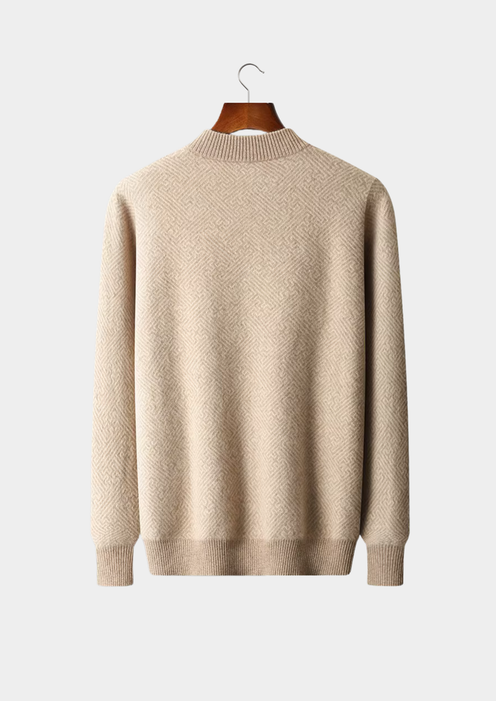 Signature Cashmere Patterned Half-Zip Sweater