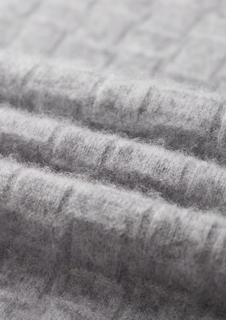 Premium Extra-Fine Merino Wool Textured Mockneck Pullover