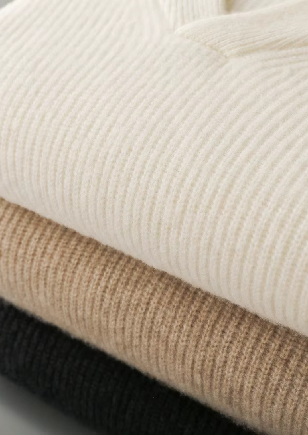 Luxury Cashmere Ribbed V-Neck Knit