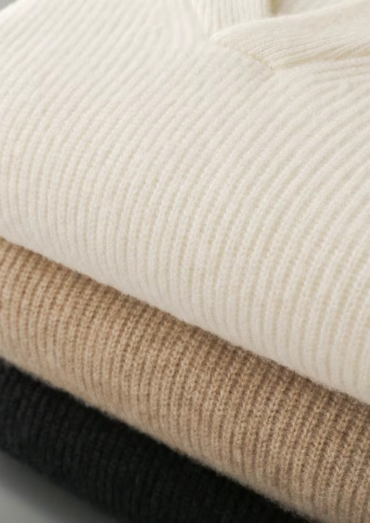 Luxury Cashmere Ribbed V-Neck Knit