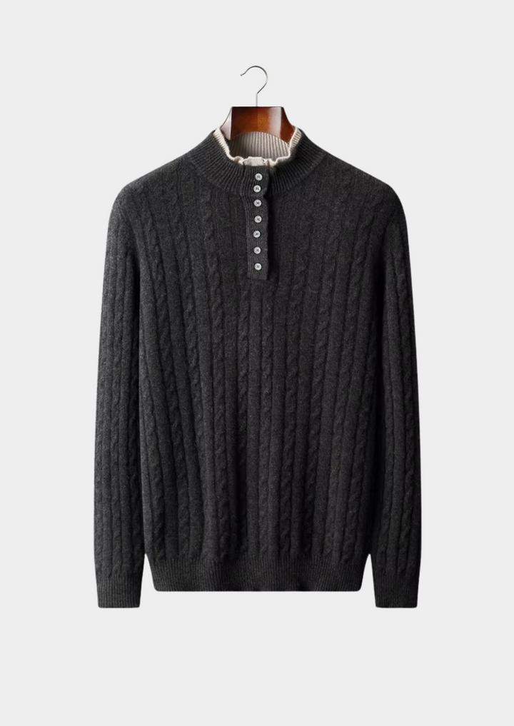 Premium Cable-Knit Merino Henley