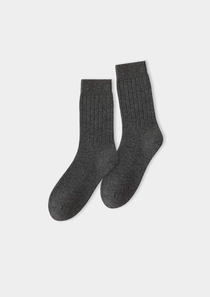 Dark Gray Luxe Ribbed Merino Wool Socks